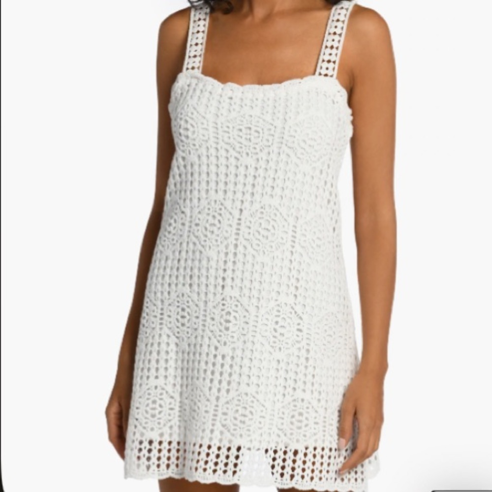 La Blanca White Crochet Swim Coverup